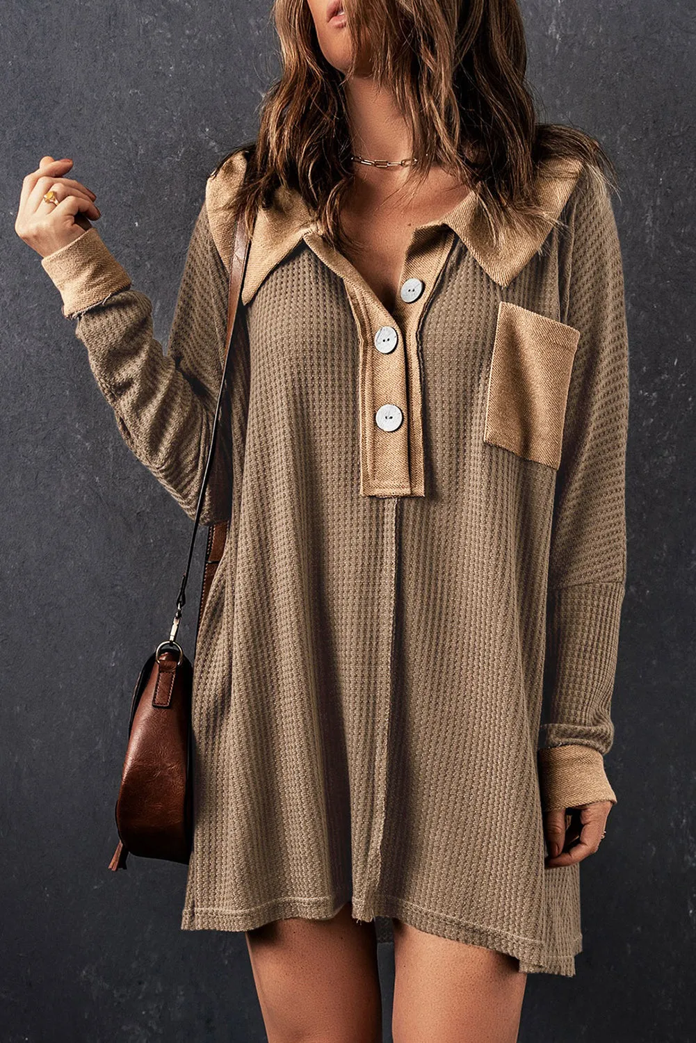 Waffle Knit Long Sleeve Top