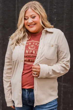 Waiting On You Knit Shirt Jacket- Oatmeal