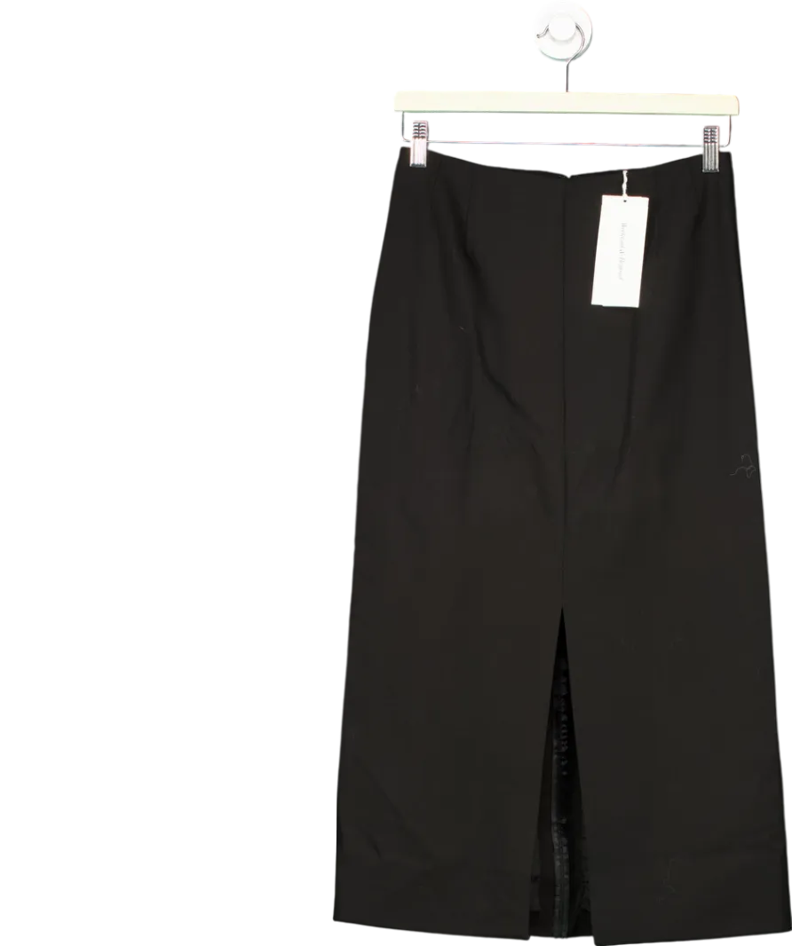 Weekend and Beyond Black Wool Blend Straight Midi Skirt UK XS