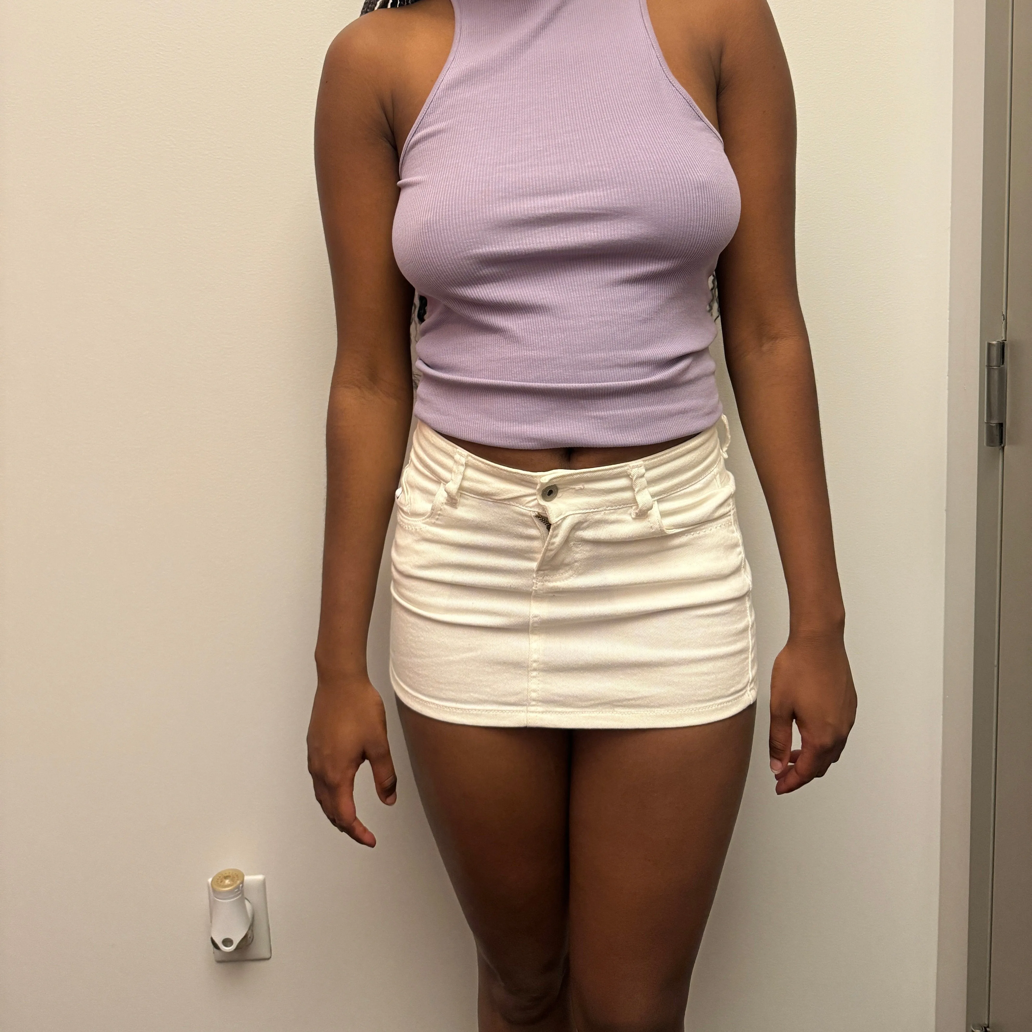 white mini skirt
