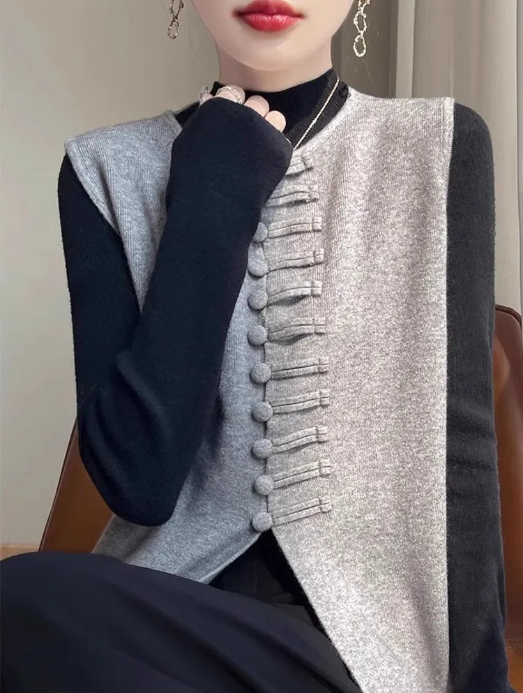 Winter Round Neck Vest Sweater Tops