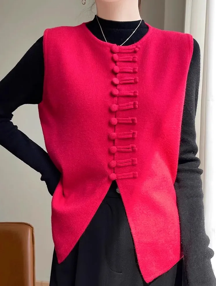 Winter Round Neck Vest Sweater Tops