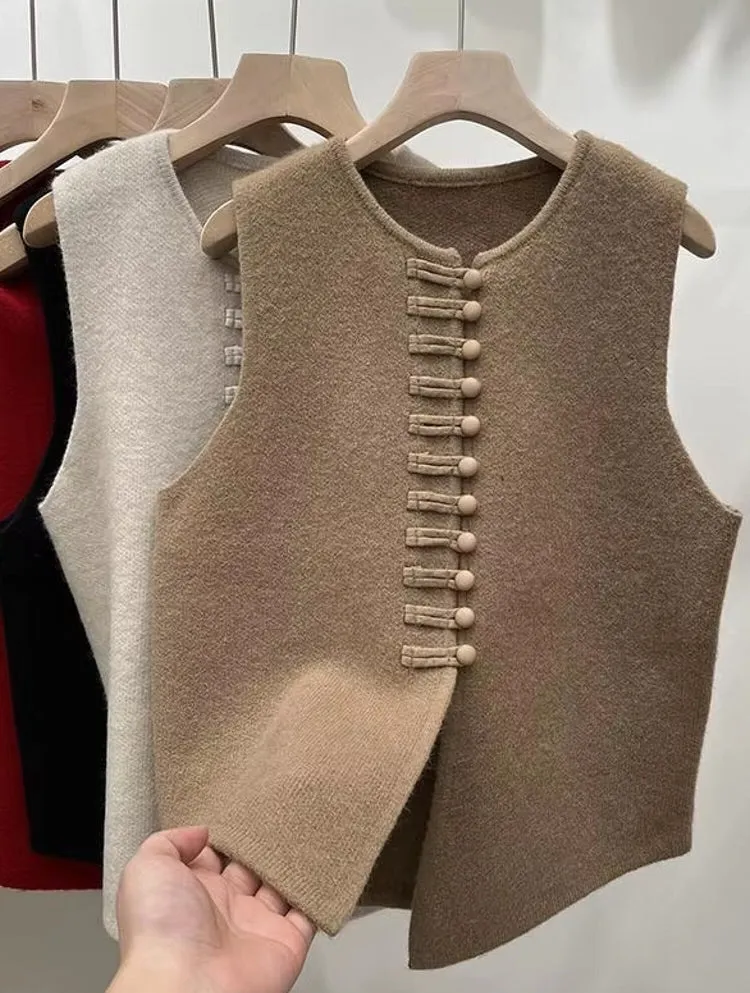Winter Round Neck Vest Sweater Tops
