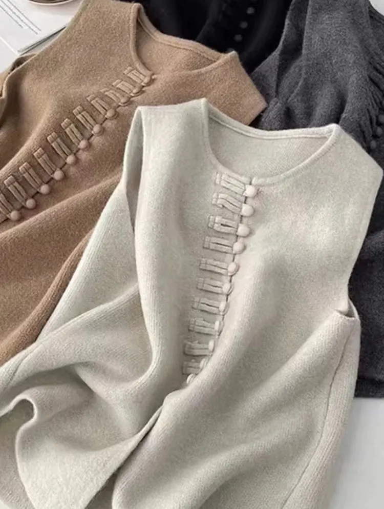 Winter Round Neck Vest Sweater Tops