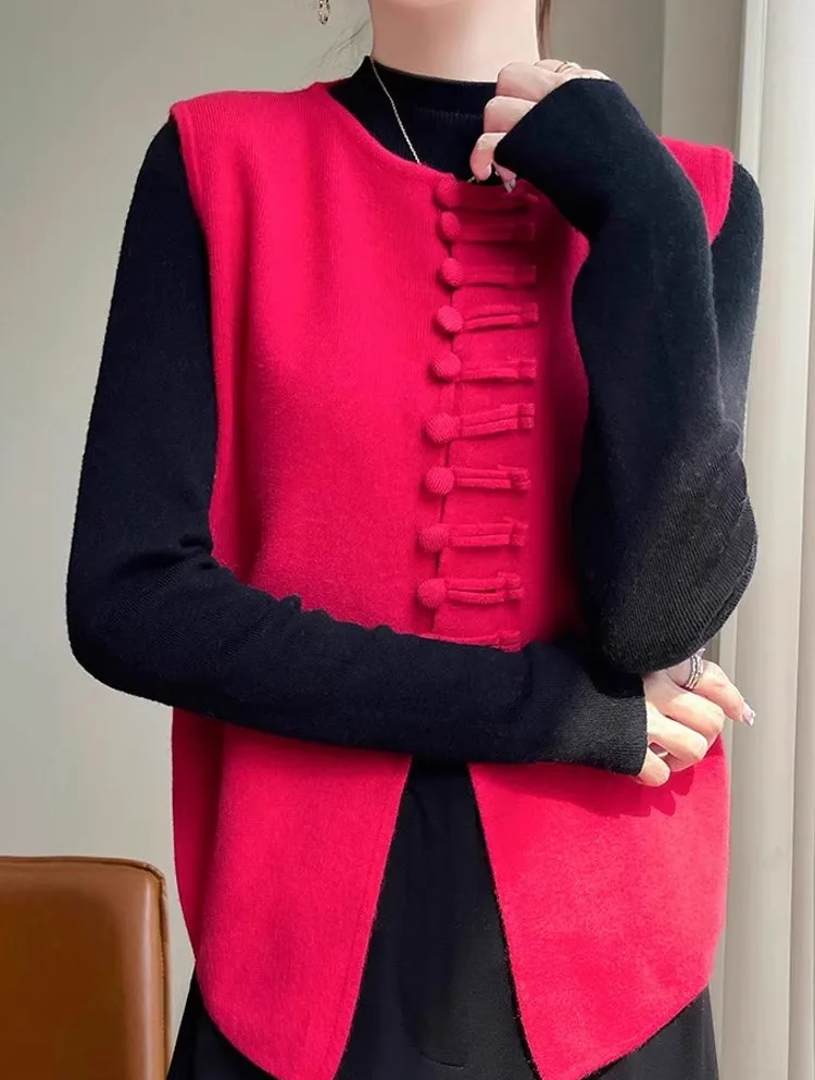 Winter Round Neck Vest Sweater Tops