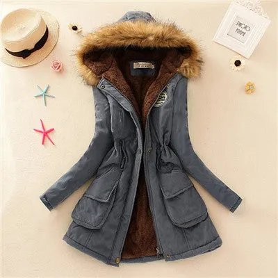 Winter Womens Parka Casual Outwear Military Hooded Coat Winter Jacket Women Fur Coats Women's Winter Jackets And Coats SD30