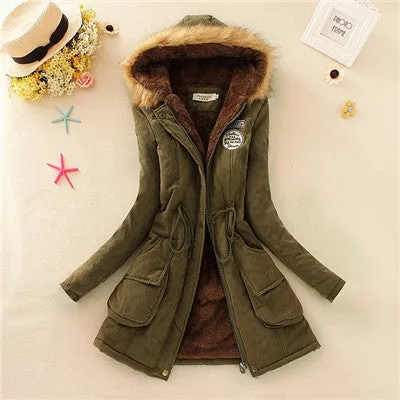 Winter Womens Parka Casual Outwear Military Hooded Coat Winter Jacket Women Fur Coats Women's Winter Jackets And Coats SD30
