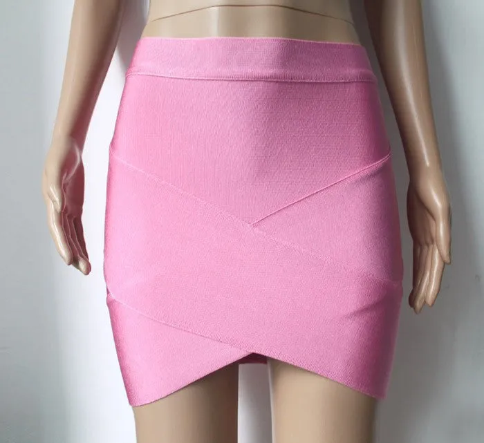 Women Sexy nude blue white Gold Silver Foil Celebrity Bandage Skirts Rayon Good Stretch Mini bodycon Pencil skirt