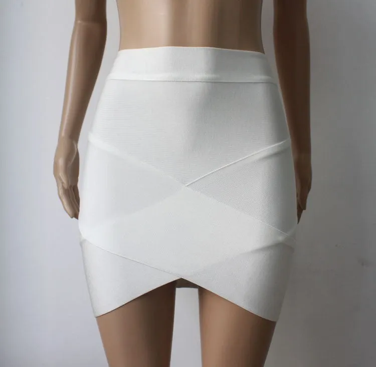 Women Sexy nude blue white Gold Silver Foil Celebrity Bandage Skirts Rayon Good Stretch Mini bodycon Pencil skirt