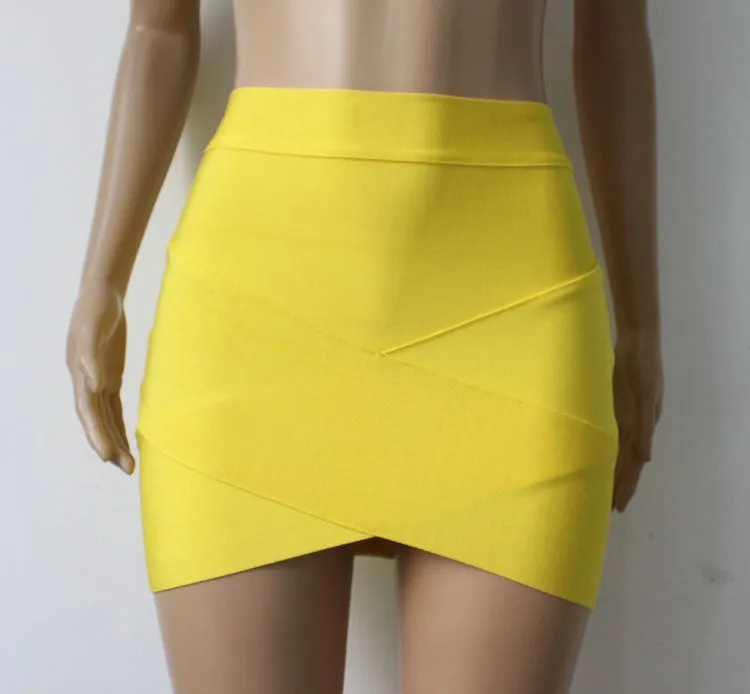 Women Sexy nude blue white Gold Silver Foil Celebrity Bandage Skirts Rayon Good Stretch Mini bodycon Pencil skirt