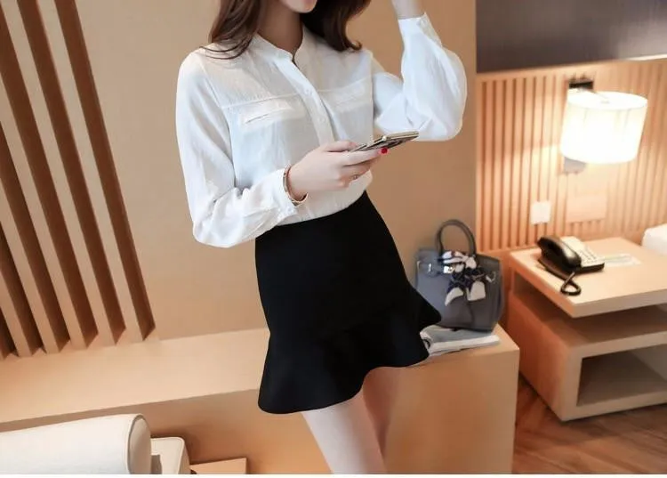 Women Skirt High Waist Pencil Skirts Elastic Slim Office Black Skirt Two styles