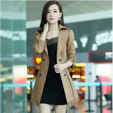 Women trench coats spring autumn overcoats fashion ladies lace slim style trench coats LS6679na