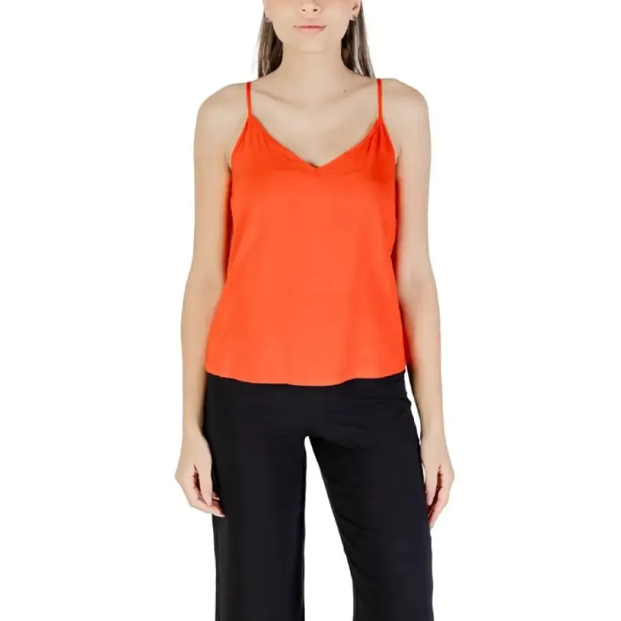 Womens Black Leaf Patterned Camisole and Beige Pants