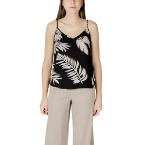 Womens Black Leaf Patterned Camisole and Beige Pants
