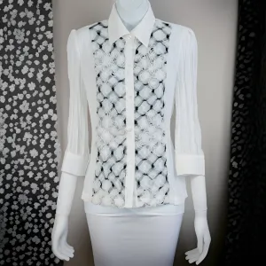 Women's Button-front Floral Novelty Top/Size Medium