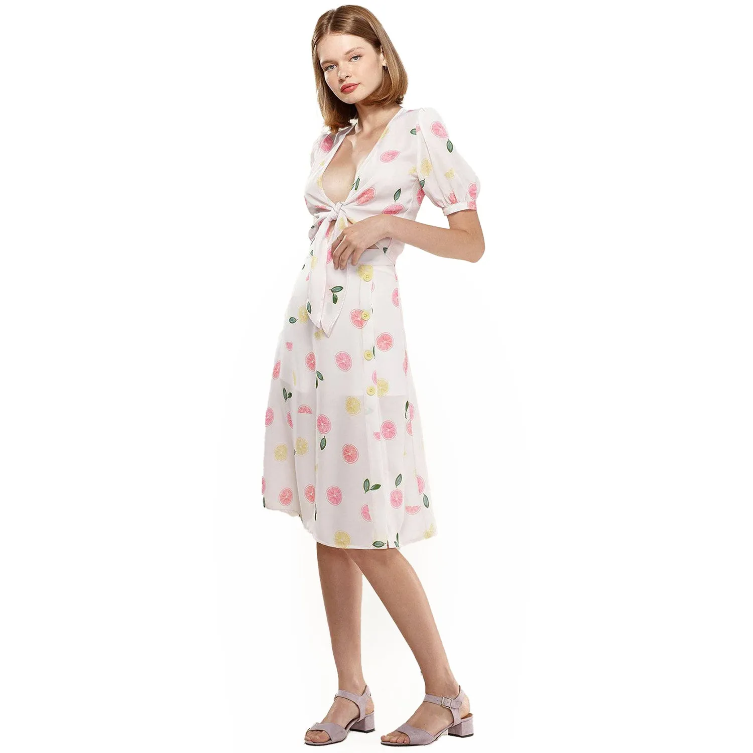 Women's Button Front Midi Skirt in Fruit Punch