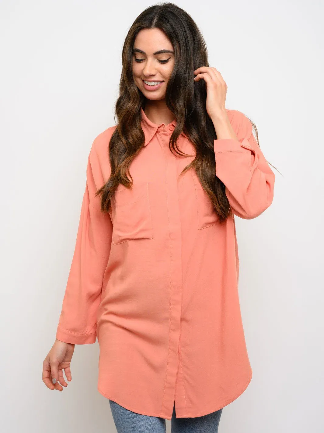 WOMEN'S BUTTON UP LONG SLEEVE TOP