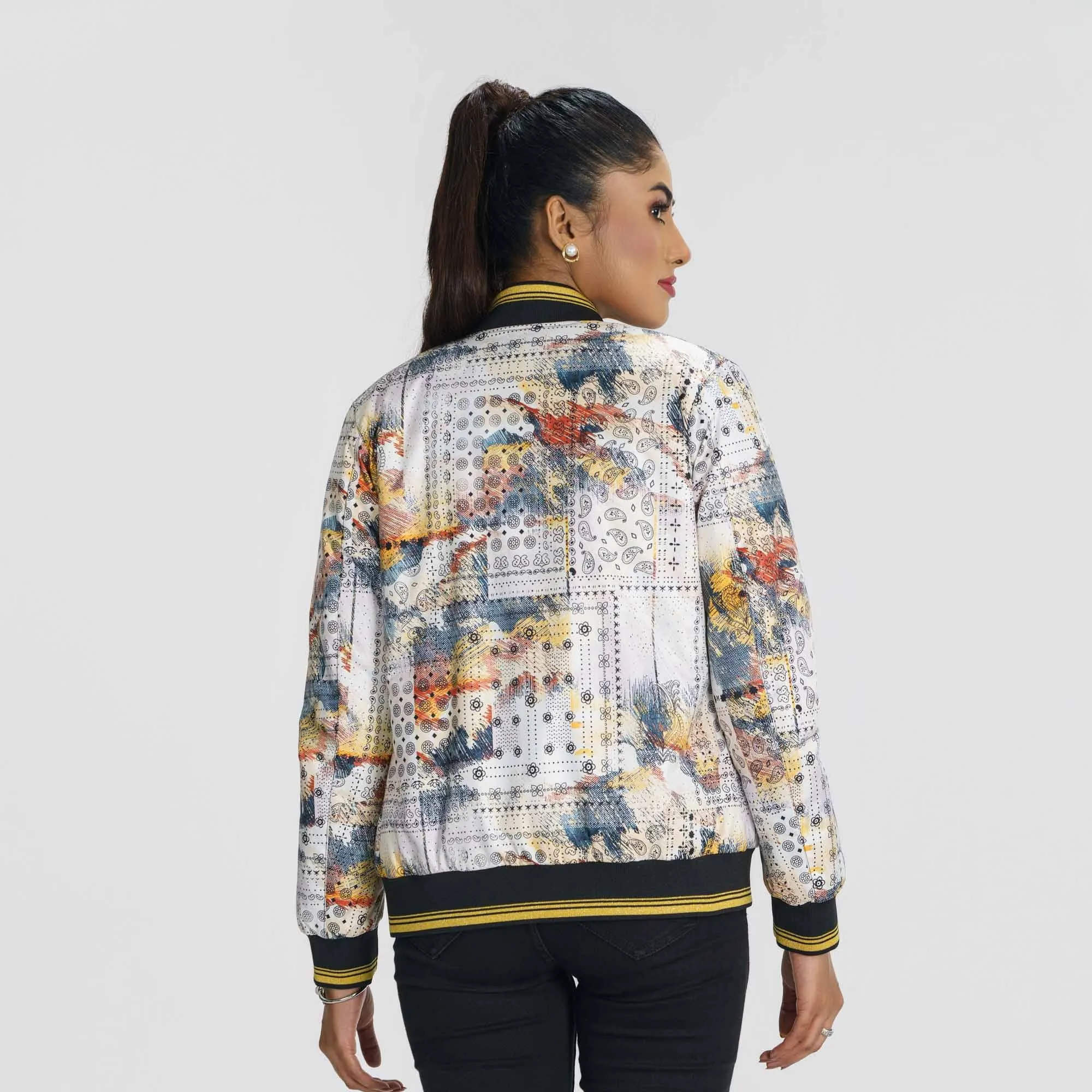Womens Olive Reversible Bomber Jacket