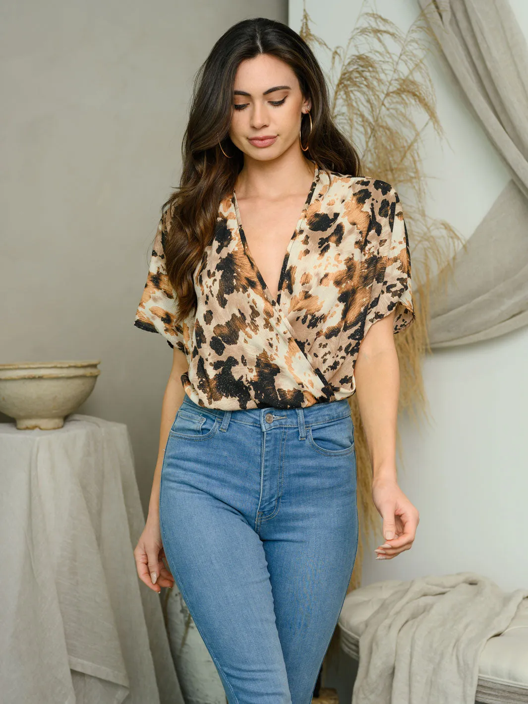 WOMEN'S SHORT SLEEVE WRAP BODYSUIT
