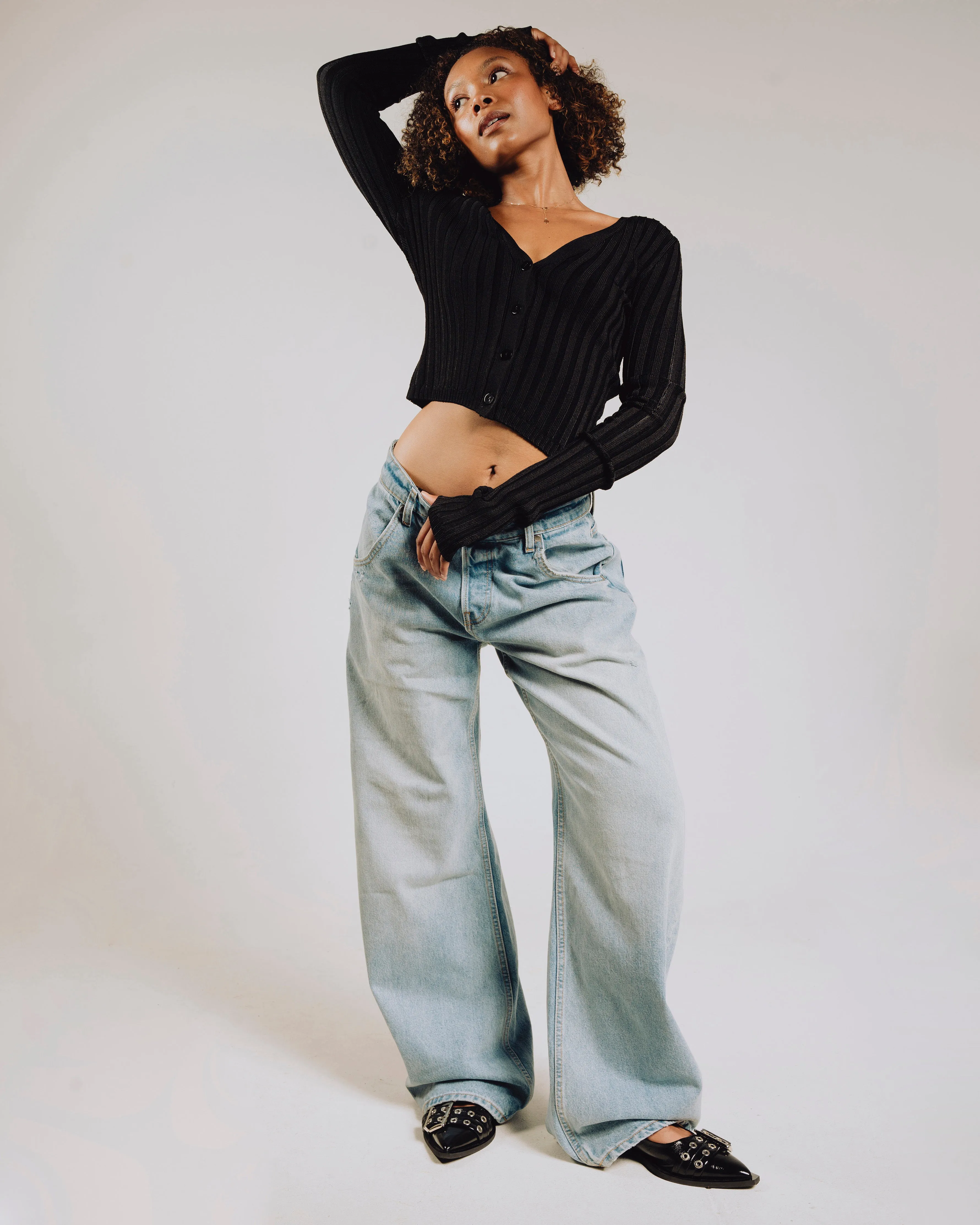 WOMEN'S SLINKY RIB KNIT CARDIGAN