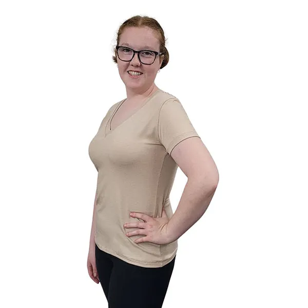 WOMEN'S V NECK T SHORT SLEEVE CHAMPAGNE