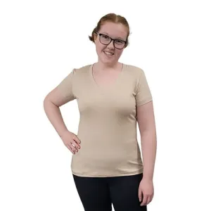 WOMEN'S V NECK T SHORT SLEEVE CHAMPAGNE