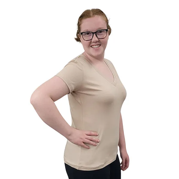 WOMEN'S V NECK T SHORT SLEEVE CHAMPAGNE