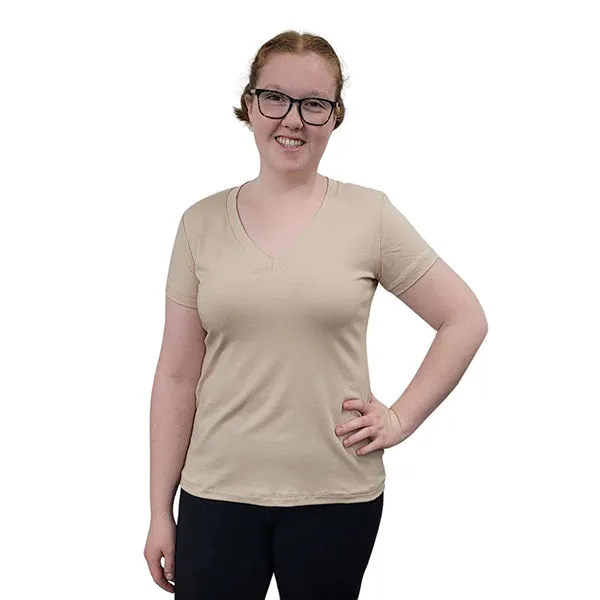 WOMEN'S V NECK T SHORT SLEEVE CHAMPAGNE