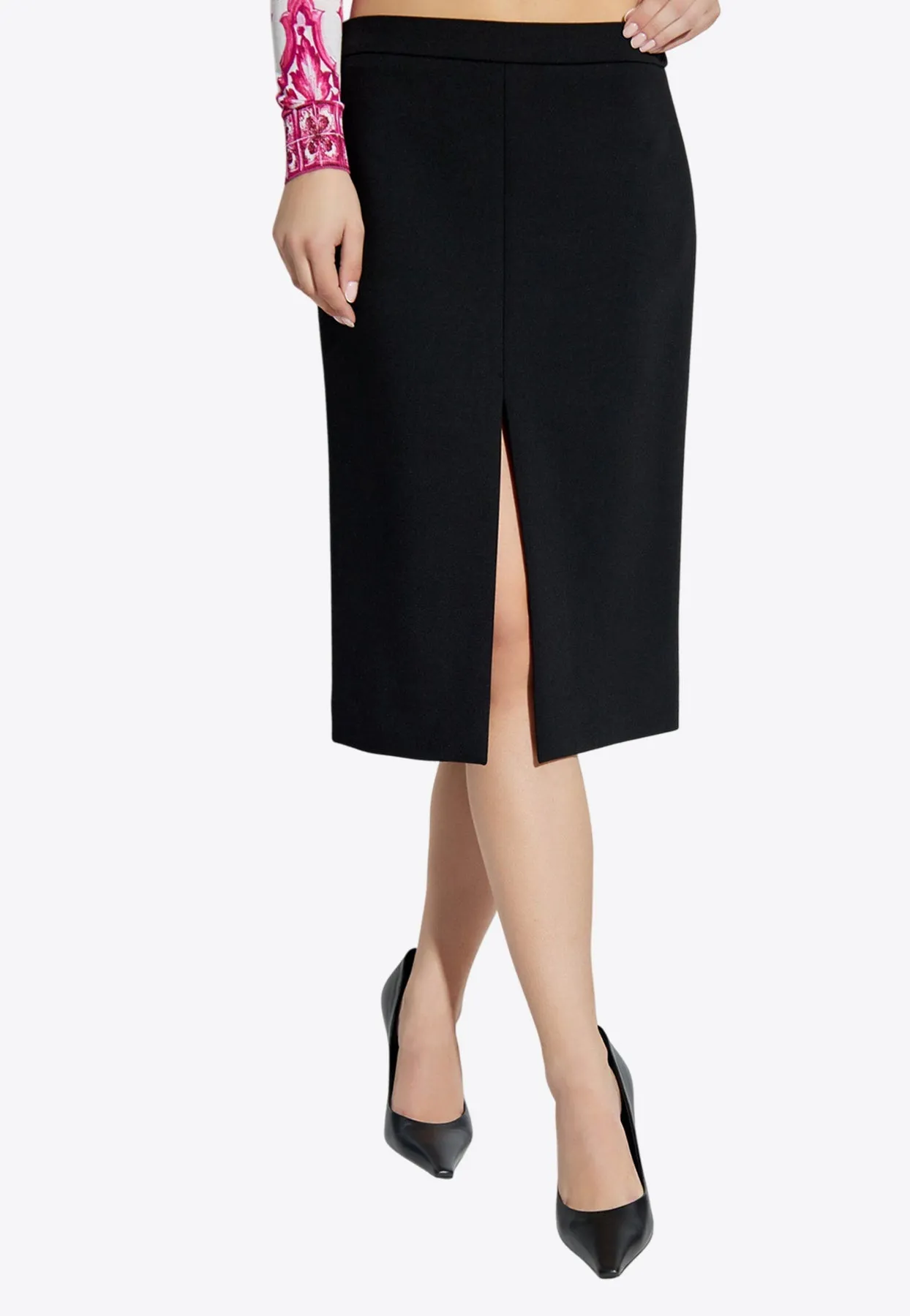 Wool-Blend Midi Pencil Skirt