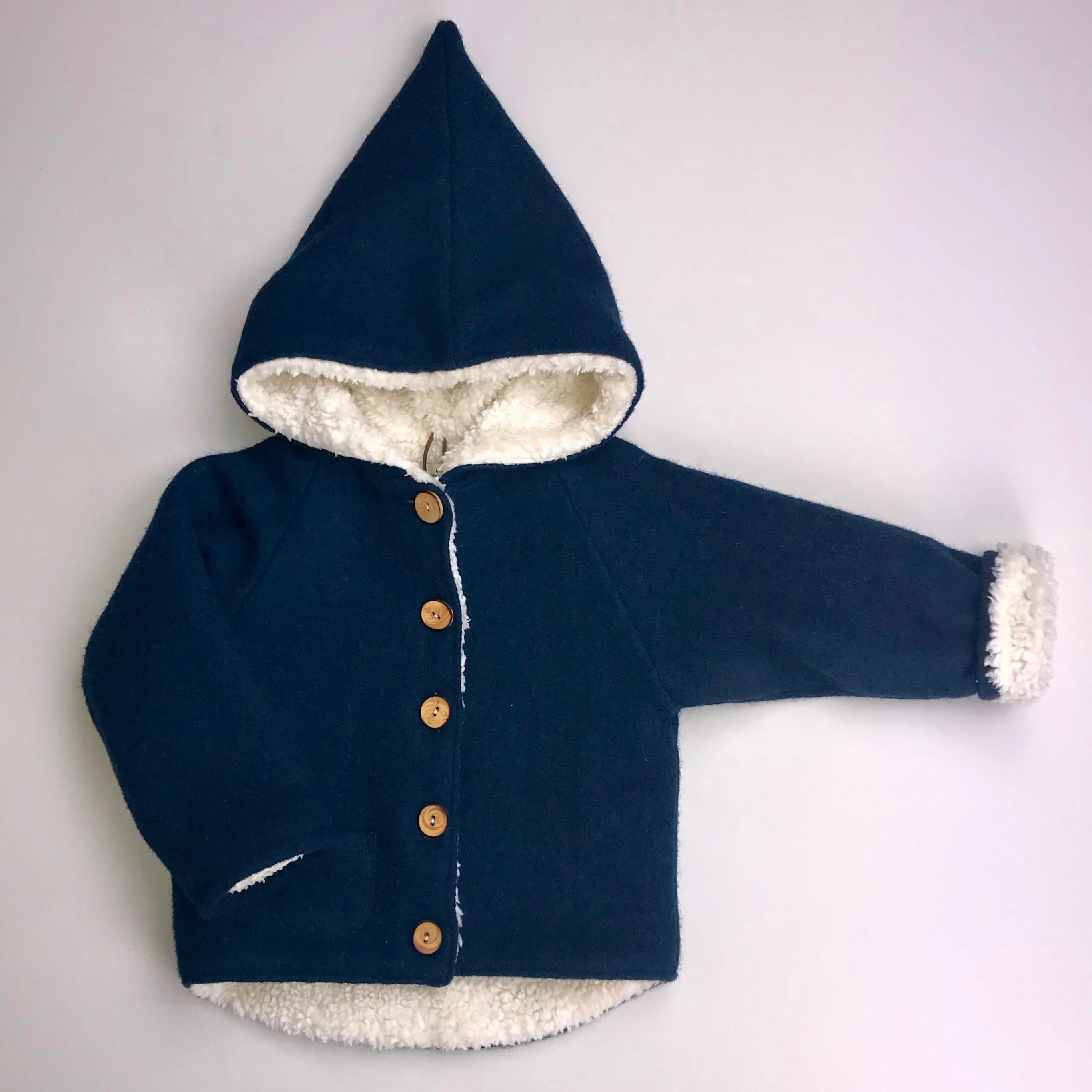 Wool coat with Sherpa lining (ready to ship)