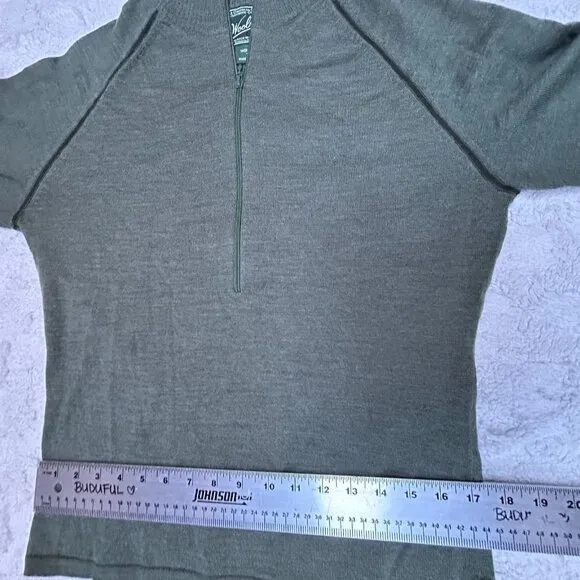 Woolrich Womens 1/2 Zip Pullover Sweater Medium Knit Merino Wool Mock Neck Green