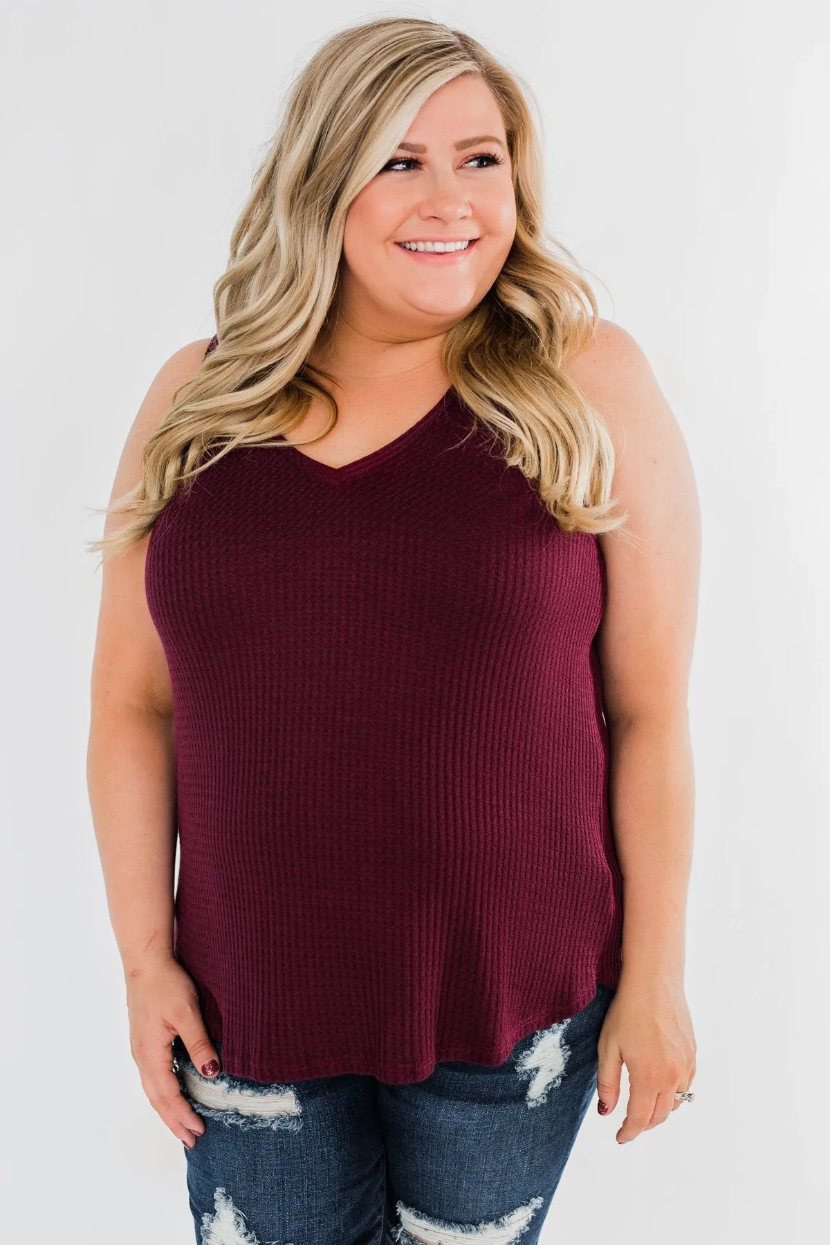 Wouldn't Trade It For Anything Tank Top- Burgundy