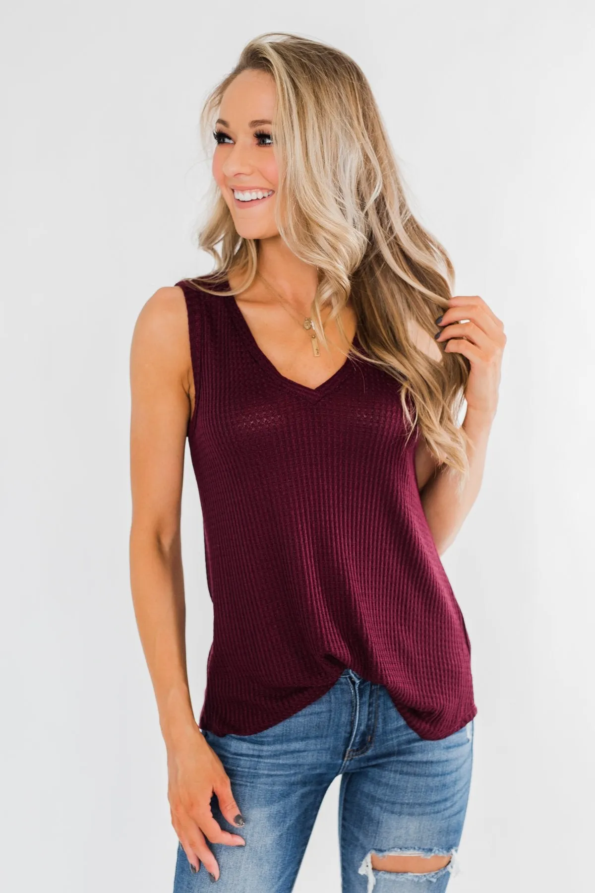 Wouldn't Trade It For Anything Tank Top- Burgundy