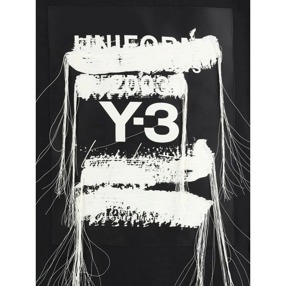 Y-3 Men Black Jacket 100% Polyester Maxi-Print Patch Pockets Drawstring Bomber