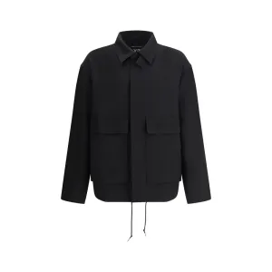Y-3 Men Black Jacket 100% Polyester Maxi-Print Patch Pockets Drawstring Bomber