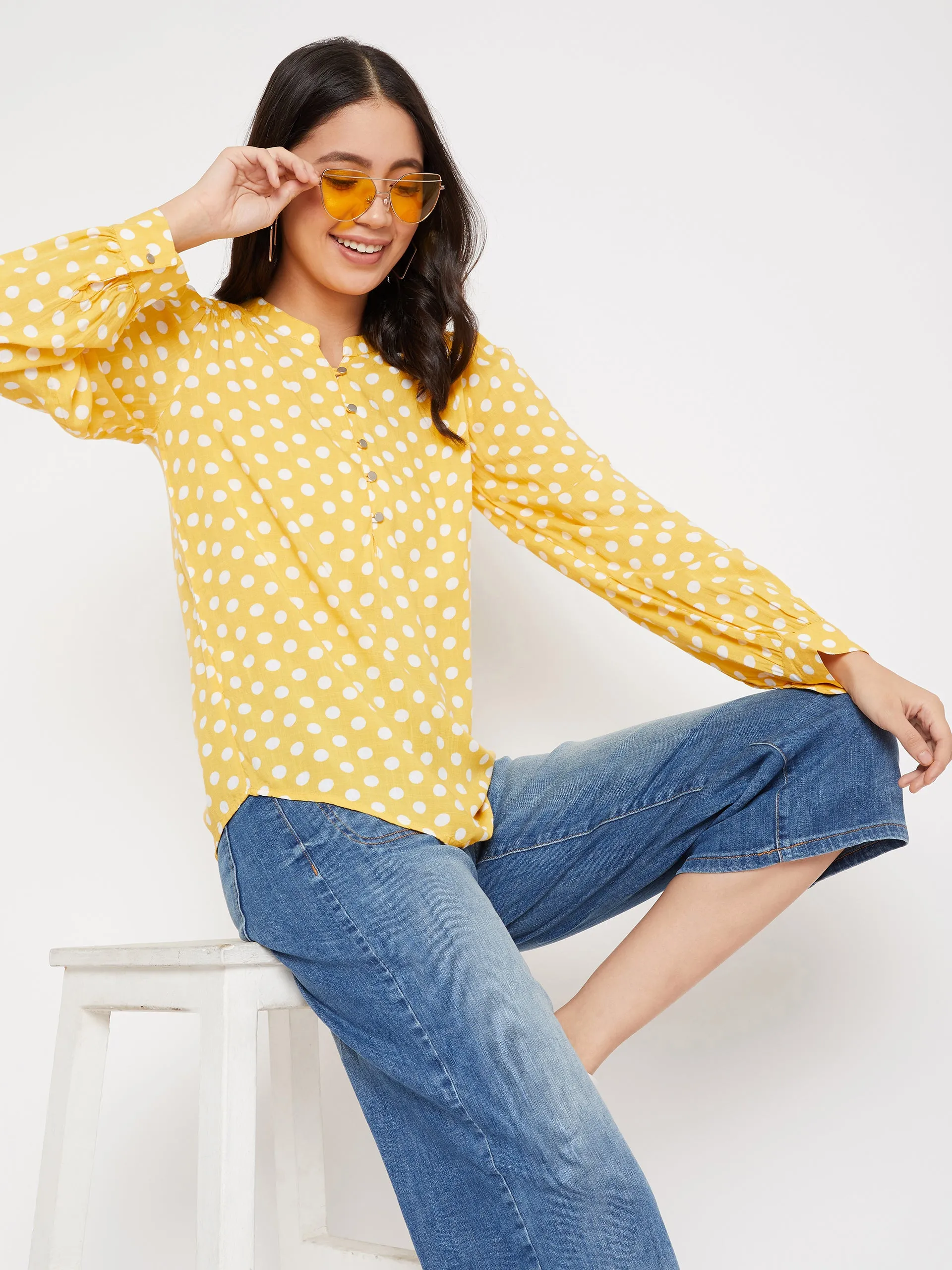 Yellow Polka Dots Tops