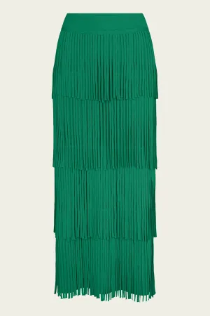 Za Za Knit Fringe Skirt in Jade