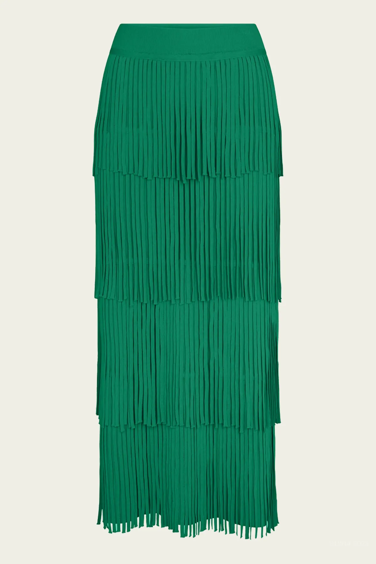 Za Za Knit Fringe Skirt in Jade