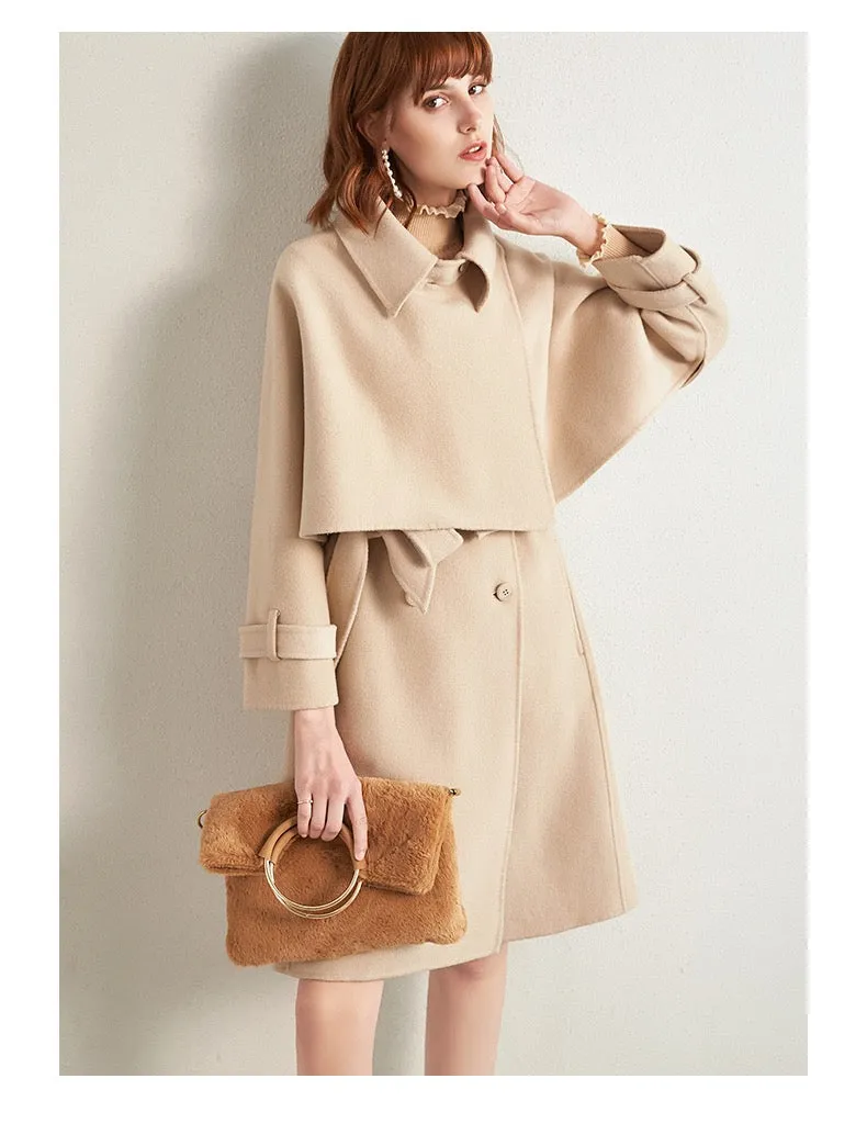 ZABRI high quality luxury winter ladies cloak two piece set wool coat