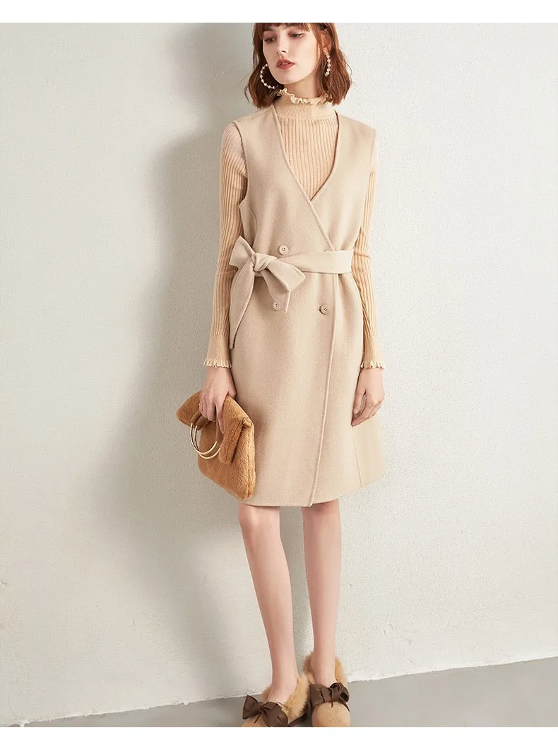 ZABRI high quality luxury winter ladies cloak two piece set wool coat