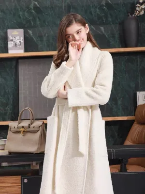 ZABRI peacoat winter ladies warm plus size long  belted alpaca Cashmere wool coat