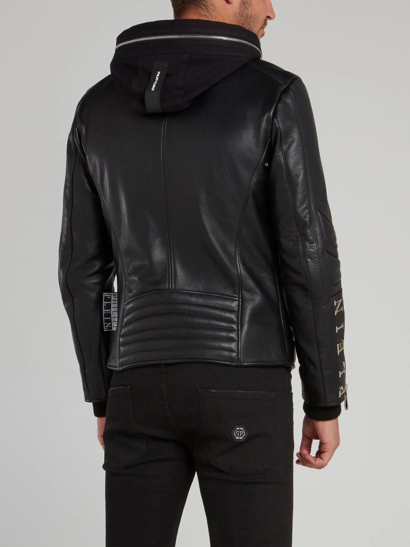Zipper Embellished Hooded Moto Jacket